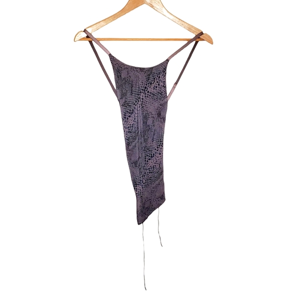 The Limited Tops - Mauve Purple, and Gray Snakeskin Print Silk Strappy Wrap y2k Tie Top
